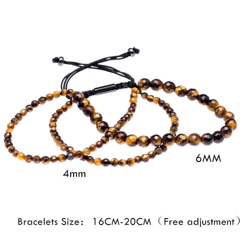 Handmade Bracelets &amp Bangles 6MM&amp4MM Beaded Charm Macrame Bracelet Natural Tigereye Stone Multilayer For Women Men | Украшения и