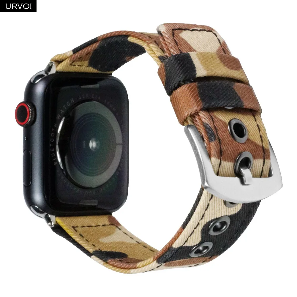 Тканевый ремешок URVOI для Apple Watch 6 SE 5 4 321 камуфляжный дизайн джинсовый iwatch прочный с