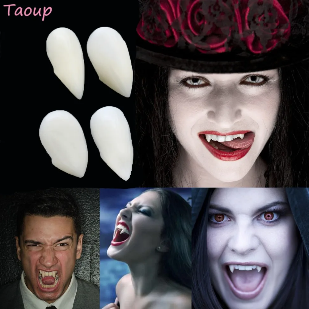 Taoup 2 шт. Косплей зубы Вампира Клыки протезы реквизит костюм зомби Хэллоуин 2018