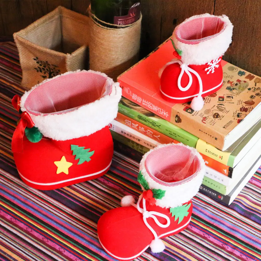 3 размера 1 шт рождественские ботинки из флока на лицевой стороне носочки