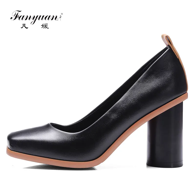 

Spring Woman Shallow Shoes Thick Heel Woman Pumps Square Toe High Heel Pumps Single Shoes Woman Novelty Black White Shoes