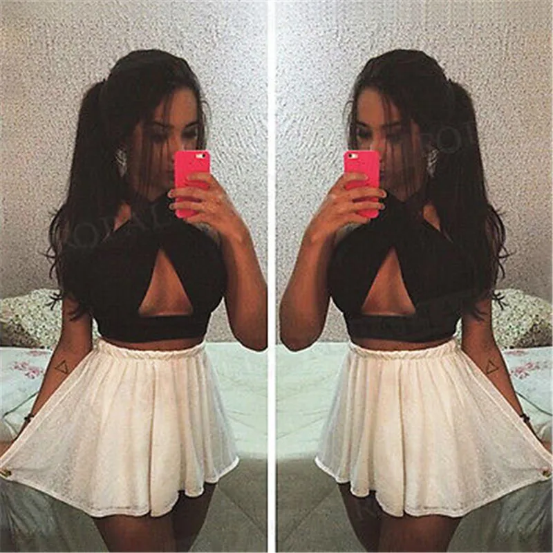 2019 сексуальный женский кроп-топ с перекрестным швом ночной клуб вырезом на шее