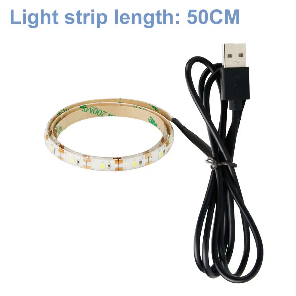 USB СВЕТОДИОДНЫЙ светильник 2835SMD водонепроницаемый 5 в гибкий светодиодный настенный светильник Fita лента 1 м 2 м 3 м 4 м 5 м ТВ-экран фоновый светильник для ванной комнаты - Испускаемый цвет: 50cm 30leds