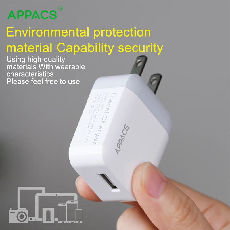 APPACS 5V 2.1A Смарт путешествия USB зарядное устройство адаптер стены Портативный США