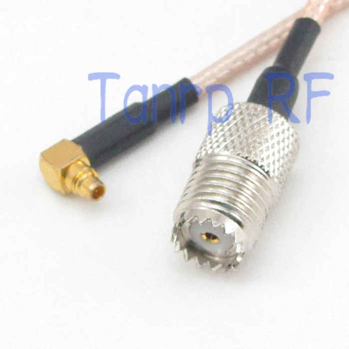 

10pcs 6in MMCX male right angle to mini UHF female SO239 RF adapter connector 15CM Pigtail coaxial jumper cable RG316 extension