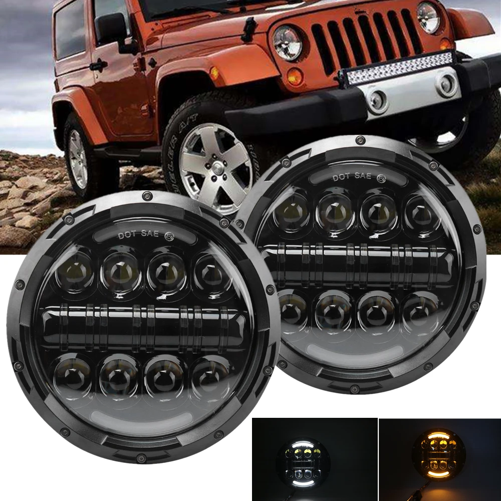 2 шт. 7 дюймов светодиодные фары для Hummer H1 H2 80 Вт круглая светодиодная фара