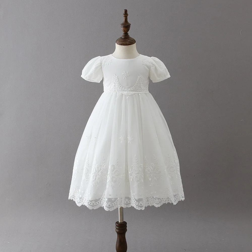 Белое платье на день рождения для маленьких девочек длинное напольное крещения 2021 Одежда новорожденных 3 6 12