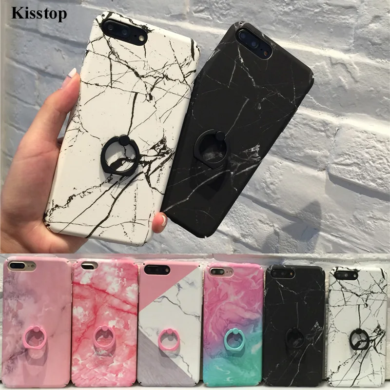 Kisstop мраморный чехол с кольцом для iPhone 7 6s 6 8 Plus скраб антипадение жесткий коук фунда X XS на.
