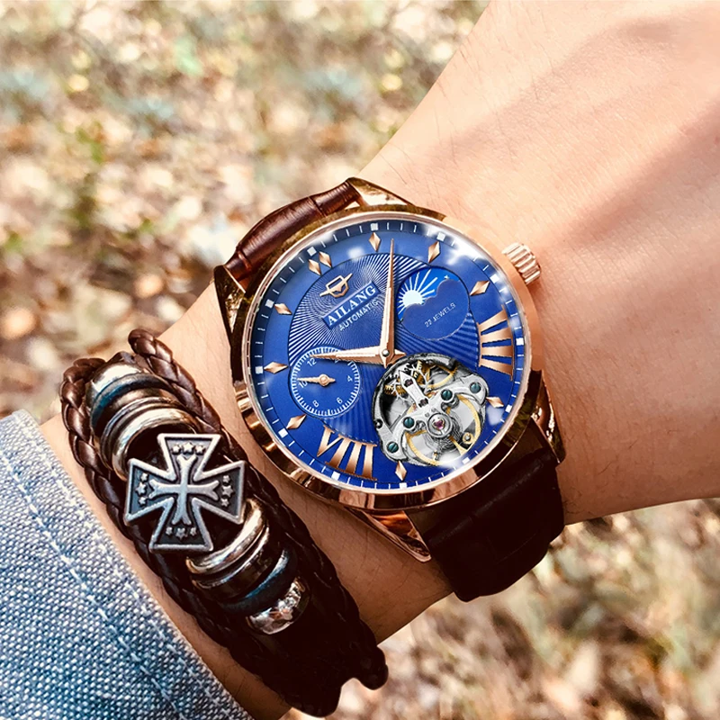 AILANG качественные мужские часы Tourbillon Мужские автоматические швейцарские дизельные часы мужские светящиеся водонепроницаем