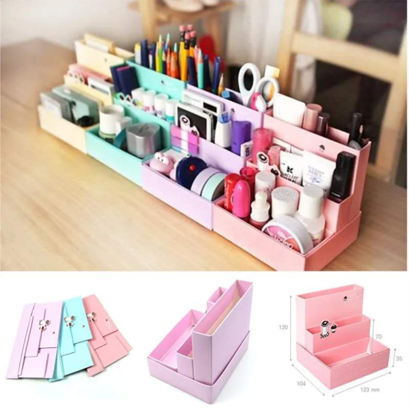 Модная практичная DIY бумажная доска коробка для хранения декор стола канцелярский Чехол Контейнер для косметики Органайзер простая настольная коробка