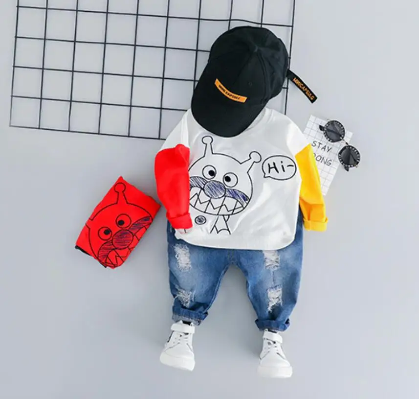 Baby boy clothes spring autumn infant cartoon clothing set baby =T-shirt+jeans pants 2 pcs suit for 0-2 years |