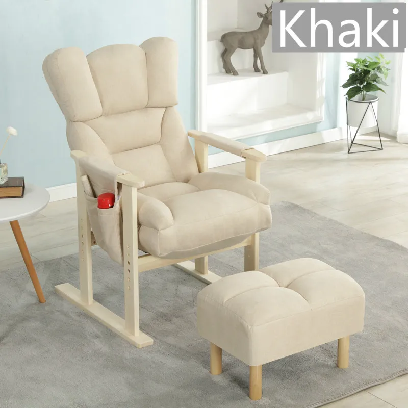 

Solid Wood Computer Chair Leisure Study Office Chair Household Adjustable Reclining Dormitory GameLeisure Desk Padded Cushion