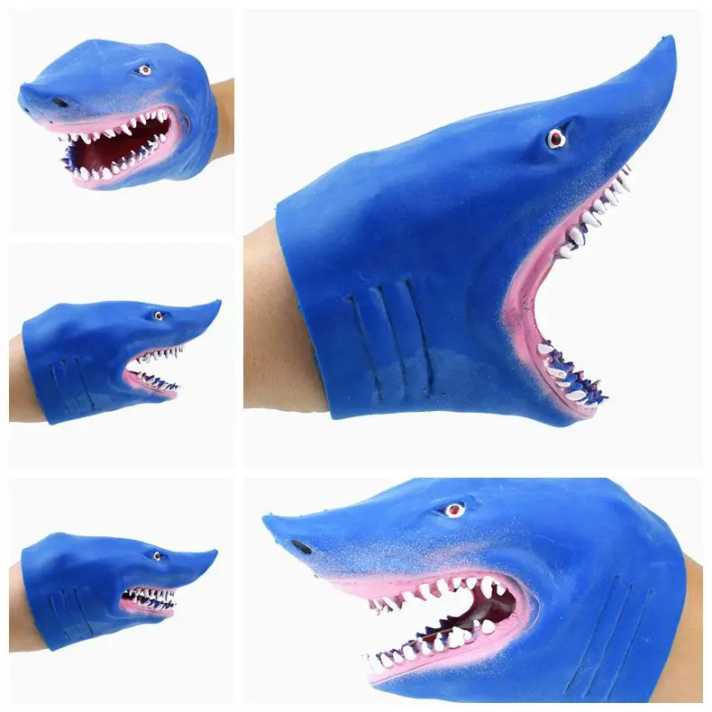 1 шт. зеленые мягкие TPR Bule shark ручные кукольные перчатки игрушки Детская игрушка
