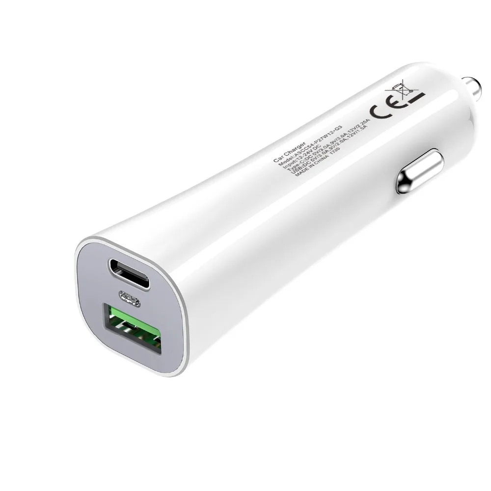 ESR Quick Charge 3,0& PD автомобильное зарядное устройство для смартфона/планшета с двумя портами type C и USB Быстрая Зарядка адаптер мини Usb Автомобильное зарядное устройство