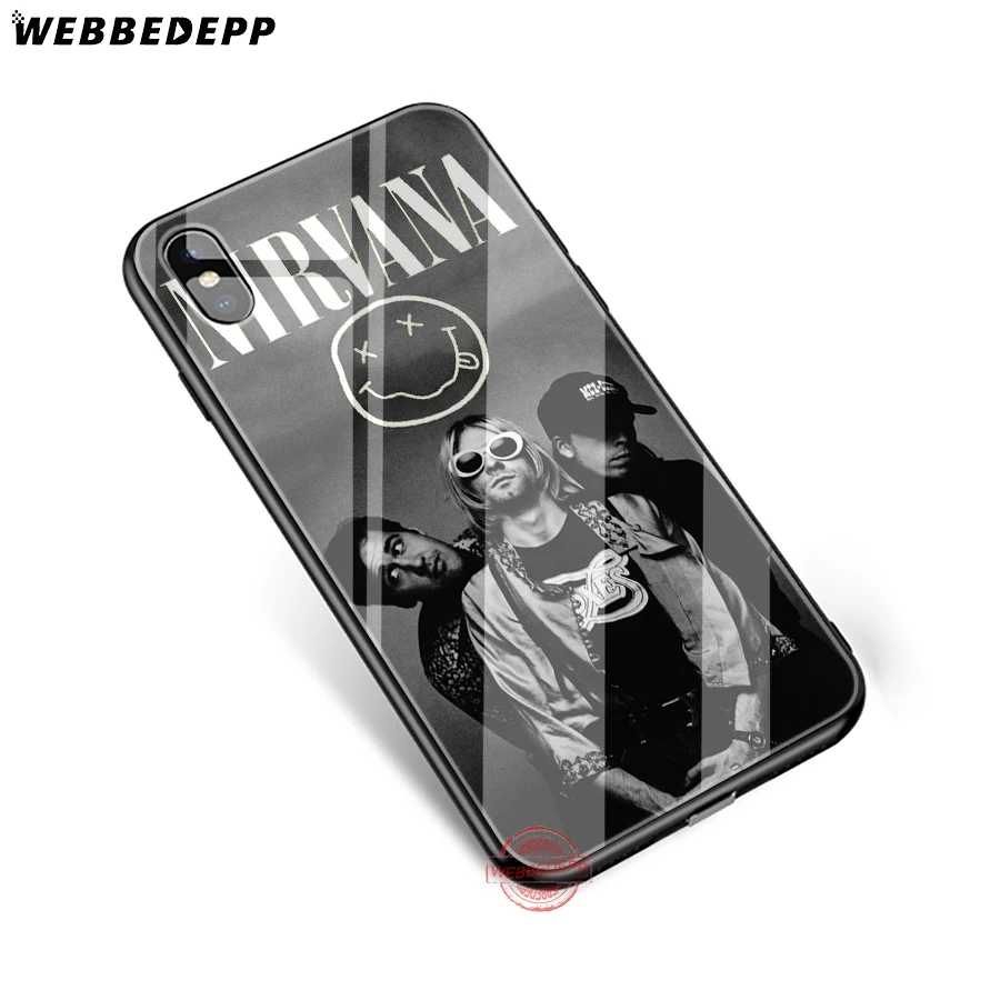 WEBBEDEPP Nirvana Курт Кобейна чехол для телефона из закаленного стекла Apple iPhone XS Max XR X 8 7 6S