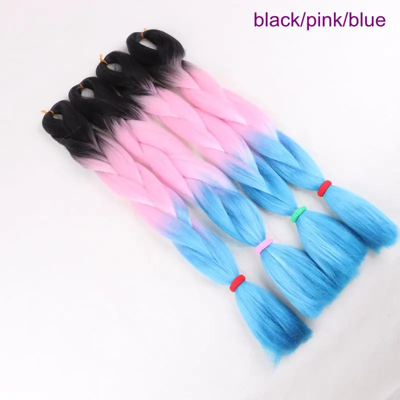 Desire for hair, 1 упаковка, 24 дюйма, 100 г, синтетические огромные косички, цвет Омбре, черный, серый, бордовый, косички для наращивания волос - Цвет: T1B/350