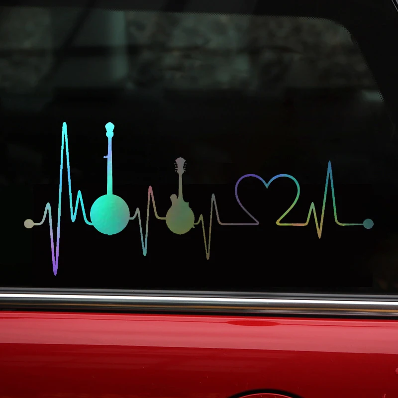Banjo Mandolin Heartbeat Lifeline Vinyl Stickers Motorcycle Wall Auto Car Body Decoration Sticker Decal Styling 20.5*8.9cm | Автомобили и