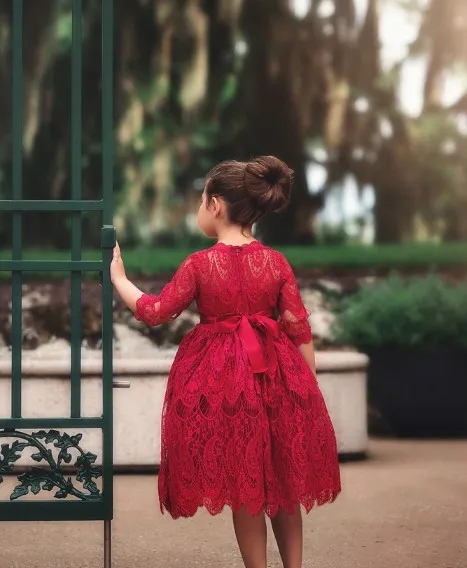 Girls Flower Embroidery Dress Autumn Toddler Cotton Long Sleeve Dresses for Winter Princess Girl Party Ball Gown YH1635 | Детская одежда