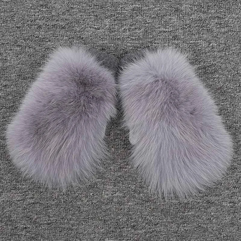 Light Grey Новое поступление женские зимние толстые теплые перчатки из натурального Лисьего меха Модные женские перчатки высокого качества S7325 - Цвет: Light Grey