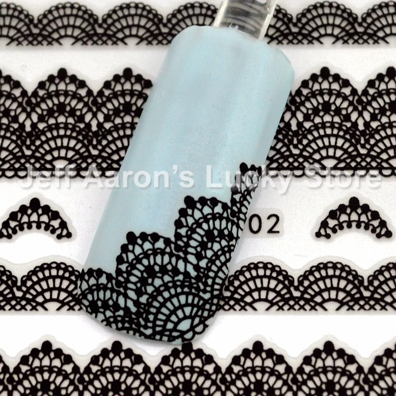 5 шт. красивые черные кружевные дизайнерские наклейки для ногтей дизайна