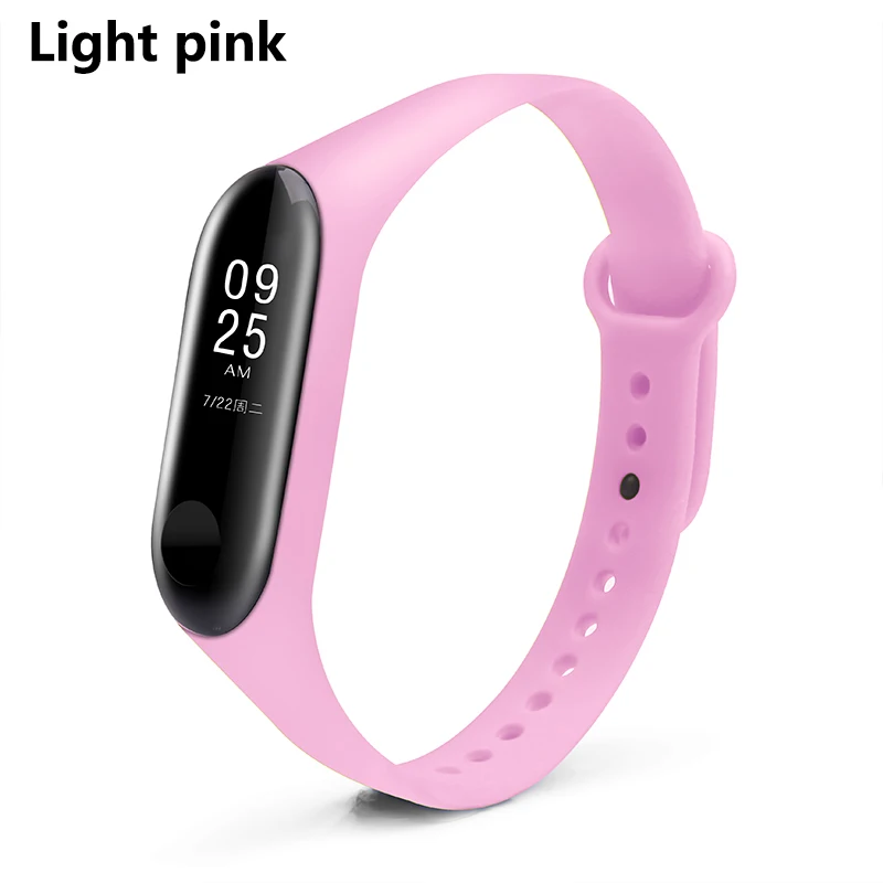 Light Pink BOORUI mi Band 3 ремешок mi band 4 ремешка силиконовый чистый цветной mi band 3 4 аксессуары для xiaomi mi band 3 4 смарт-браслеты - Цвет: Light Pink