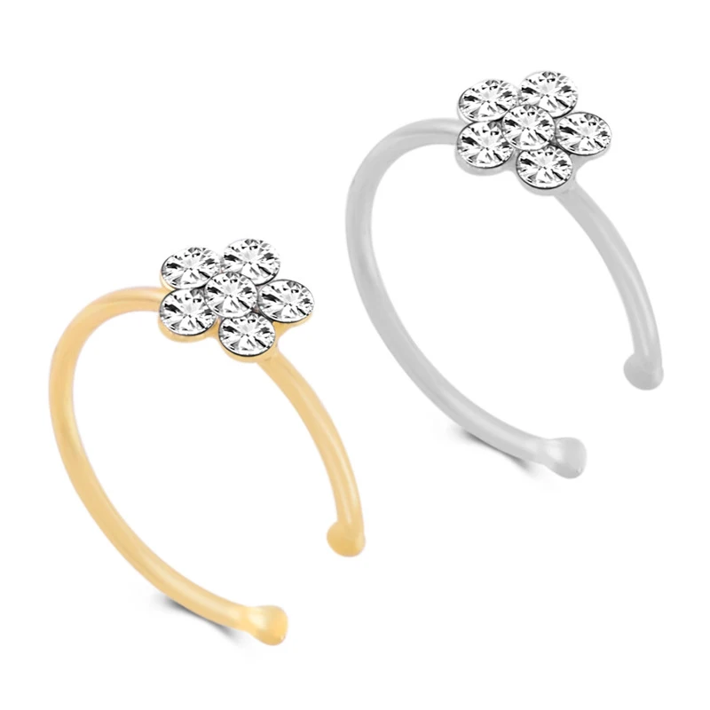 

1PC Fashion Colorful Nostril Stainless Nose Hoop Plum Nose Rings Clip On Nose Ring Fake Piercing Body Jewelry For Women