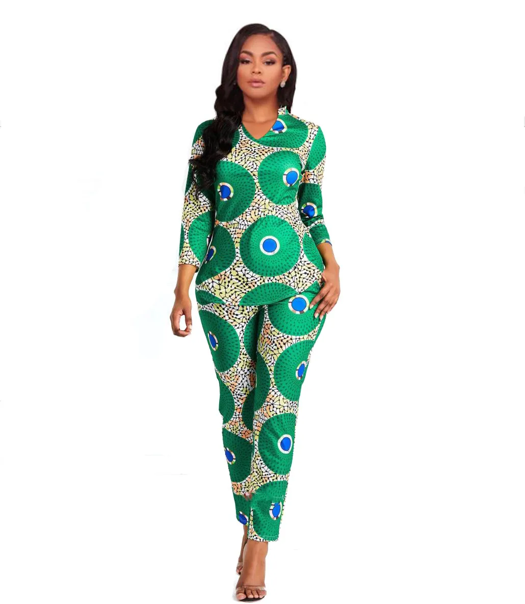 Новинка 2019 модная одежда в африканском стиле для Леди Топ dashiki и брюки костюм