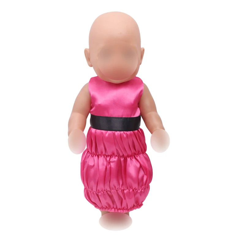 

43 cm baby dolls dress new born Magenta evening gown Baby toys fit American 18 inch Girls doll f352