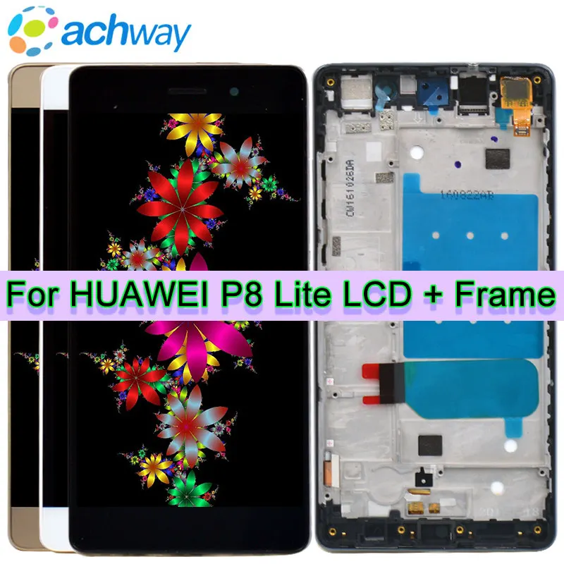 Для Huawei P8 Lite ЖК-дисплей сенсорный экран дигитайзер для сборки с корпусом запасные