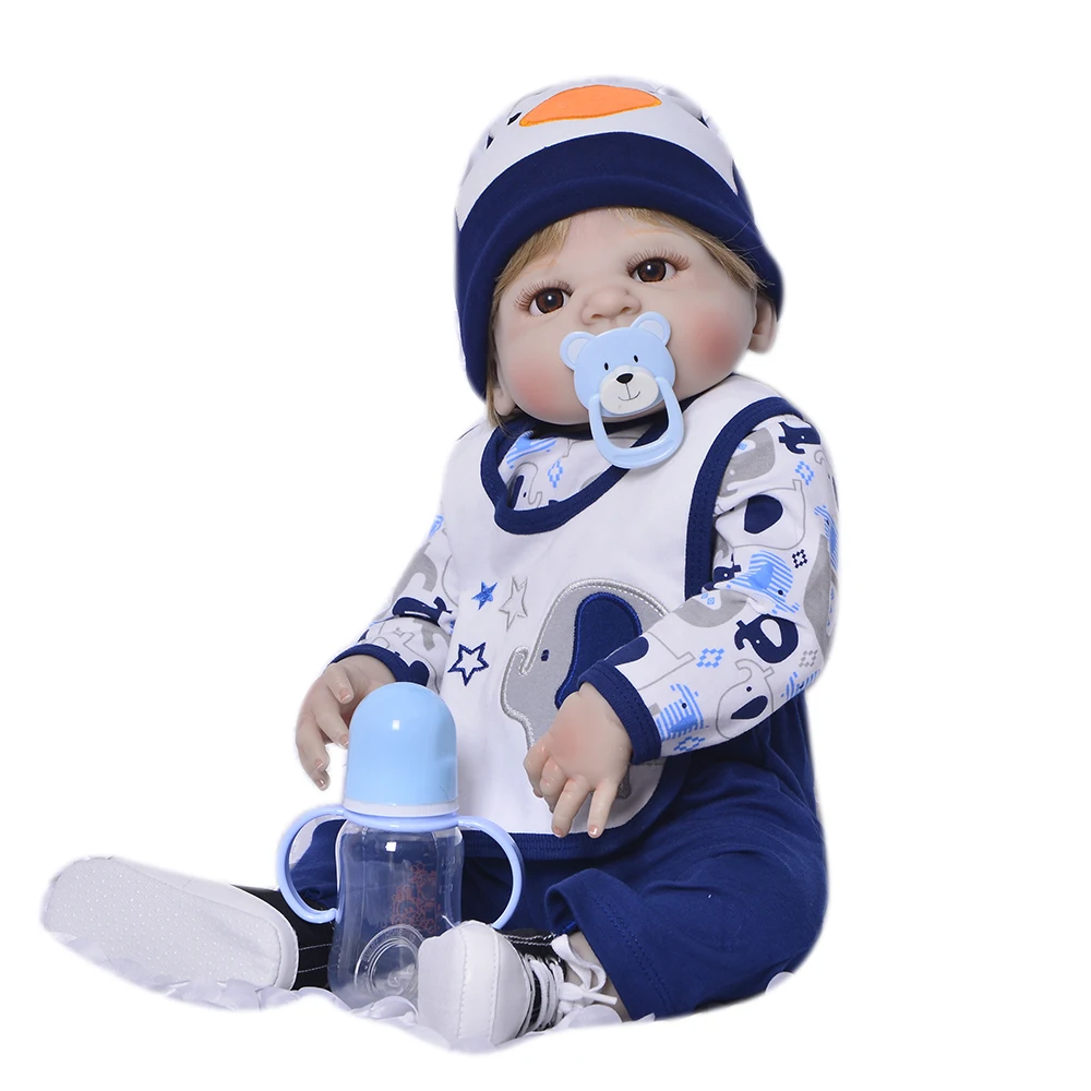 23&quot55cm Full Silicone Body Reborn Baby Doll stylish lifelike adorable simulation birthday bebe Toy Xmas presents kids bonecas | Игрушки и