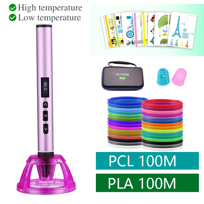 pen and filament5 3D Ручка 3D печать Ручка низкая и высокая температура 3D Ручка может использовать PCL и PLA нити. Металлический чехол с портативной небольшой сумкой - Цвет: pen and filament5