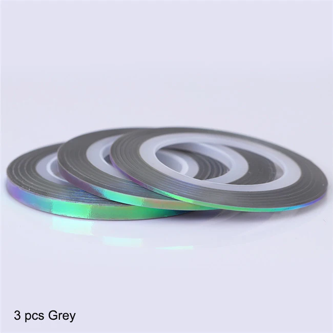 Gray 1mm 2mm 3mm 3 шт., набор лент для ногтей, 1 мм, 2 мм, 3 мм, яркие цвета, наклейки для ногтей, наклейки для маникюра, украшения для ногтей - Цвет: Gray 1mm 2mm 3mm