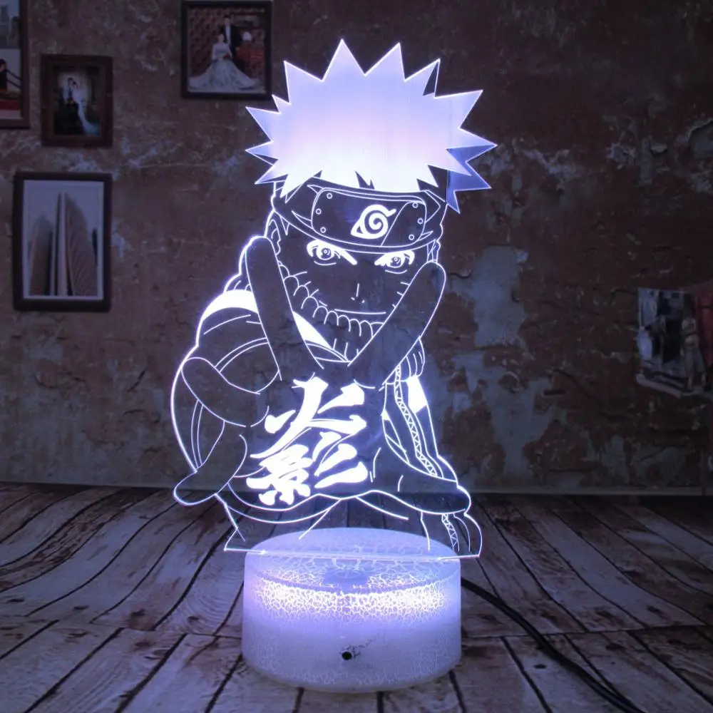 3D иллюзия светодиодный ночник для детей Наруто Uzumaki фигурку USB Базовая Зарядка на