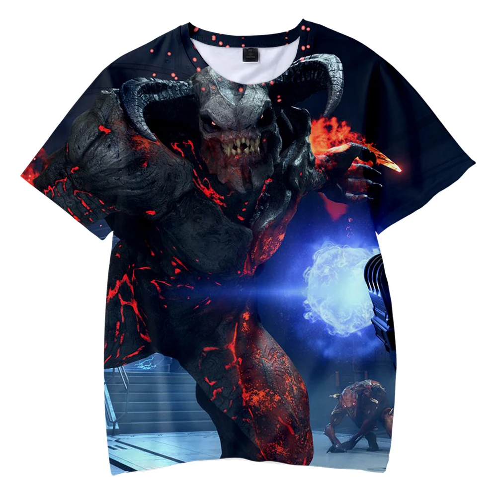 Детская футболка с принтом Doom Eternal 3D Повседневная модная коротким рукавом весна