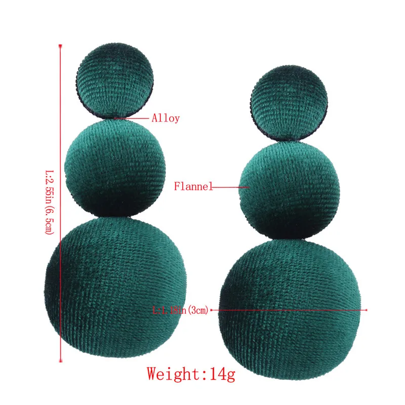 2017 Dark Green Round Shape Drop Flannel Earrings For Women Fashion Jewelry Mujer brincos Bohemia Ethnic Hanging Halloween Gifts | Украшения
