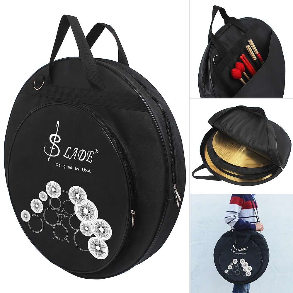 Lightweight Three Pockets Cymbal Drum Sticks Storage Bag Portable Gig Shoulder Bag for 8-20 Inch Cymbal and Drum Sticks