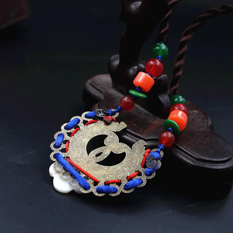 Yanting Peace Buckle Choker Necklace For Women Ethnic Hand Knitted Short Pendant Vintage Jewelry Shell Flower 0134 | Украшения и