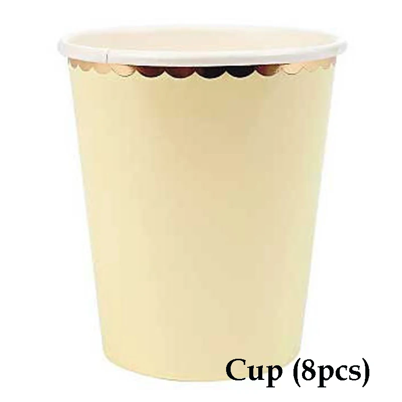 Cup 8pcs 8 шт. бумажные тарелки конфетного цвета для вечеринки, дня рождения, пастельные тарелки из фольги с золотой фольгой, вечерние тарелки для украшения свадебной посуды - Цвет: Cup 8pcs