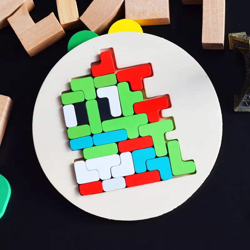 17 см Дерево пиксель головоломки игрушка абстрактная милая собака кошка динозавр