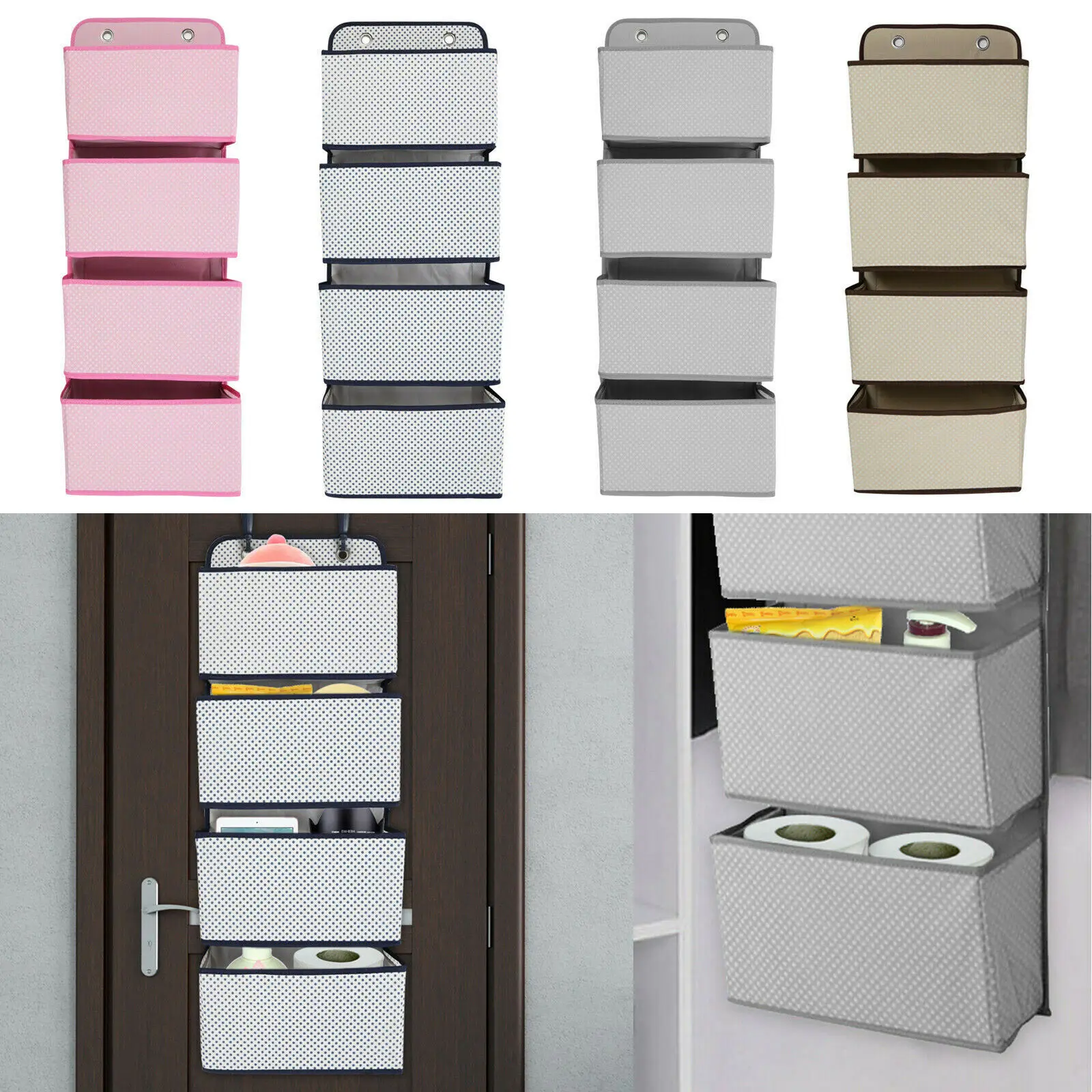 4 кармана настенный дверной подвесной мешок для хранения из хлопка и льна