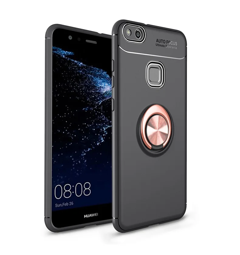 Black Rose 360 Вращающийся на палец чехол-подставка с кольцом для huawei P10 Lite P 10 Plus Автомобильный кронштейн задняя крышка для huawei P10 Lite мягкий чехол для телефона из ТПУ - Цвет: Black Rose