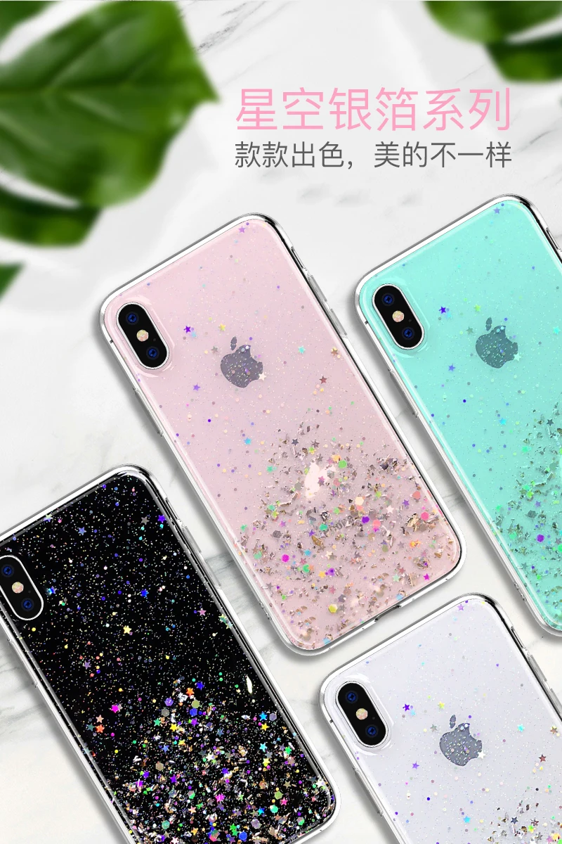 Чехол для Apple iphone XS Max XR X прозрачный защитный чехол с блестками и зыбучим песком 6 6S