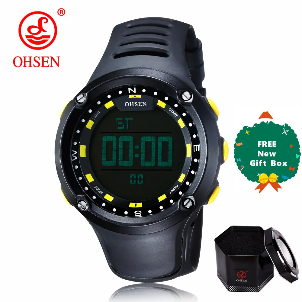 yellow plus gift box OHSEN светодиодный Топ Цифровые мужские часы детские часы женские спортивные часы детские спортивные наручные часы электронные для девочек и мальчиков подарок сюрприз - Цвет: yellow plus gift box