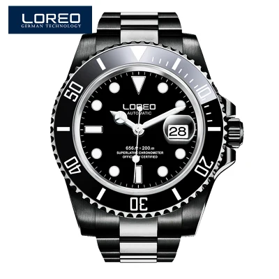 Stainless steel 07 LOREO, водонепроницаемые, 200 м, мужские часы, Лидирующий бренд, Роскошные, бизнес, мужские часы, спортивные, для плавания, мужские часы, мужские наручные часы - Цвет: Stainless steel 07