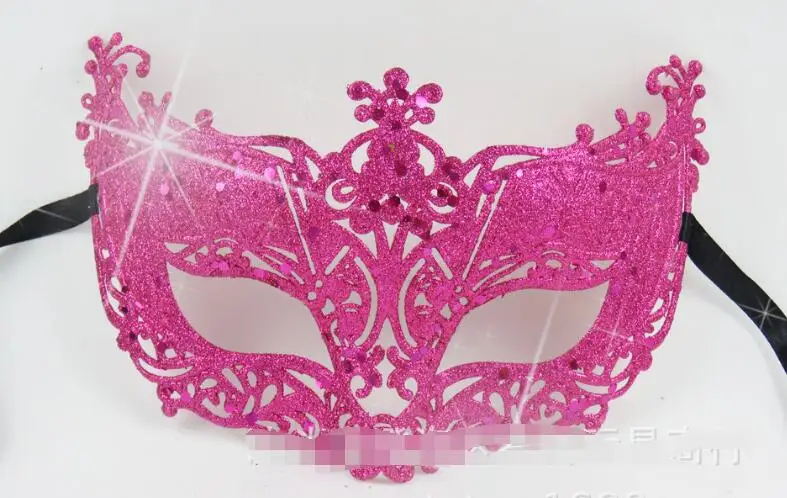 

50pcs Blue halloween mask make-up mask dance half face Venetian mask rhinestone sequins lily princess party dress up props
