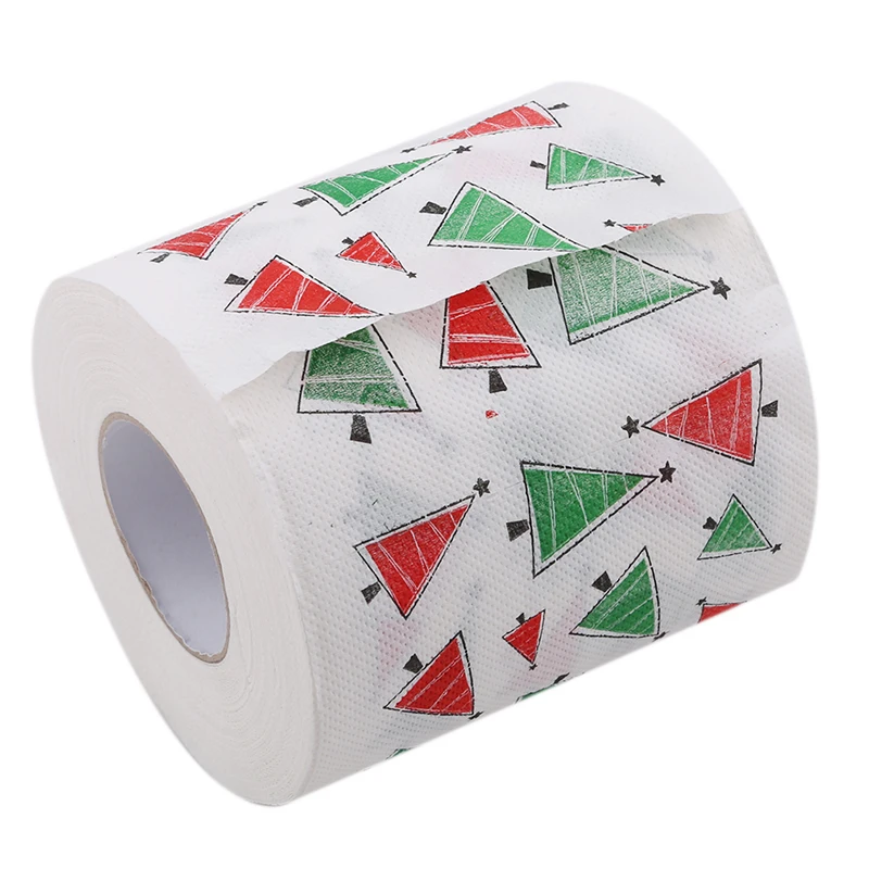 

1Roll Santa Merry Christmas Supplies Chirstmas Tree Patterns Toilet Paper Home Bath Living Room Toilet Paper Tissue Xmas Decor