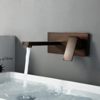 bronze bathroom brass wall mounted square basin faucet single handle mixer tap hot cold water diverter tap modern sink faucet