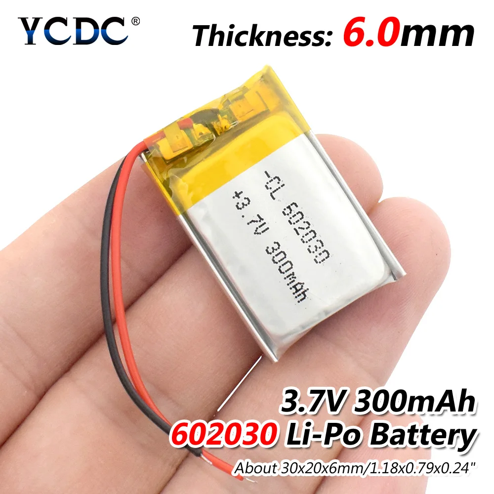3 7 В 300 мАч 602030 литий полимерный ионный аккумулятор Lipo cells для bluetooth совместимых