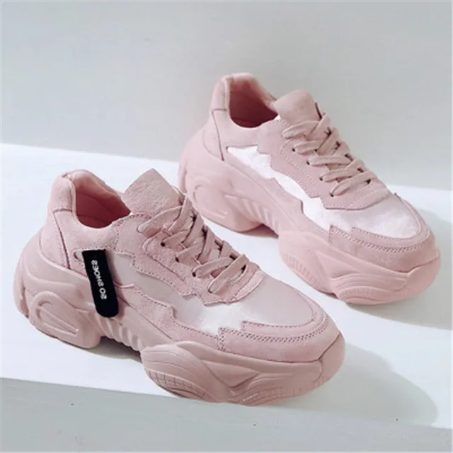 608Pink Женские кроссовки, модные детские кроссовки, женская обувь на шнуровке, дышащая женская спортивная обувь, кроссовки на платформе, прогулочная обувь - Цвет: 608Pink