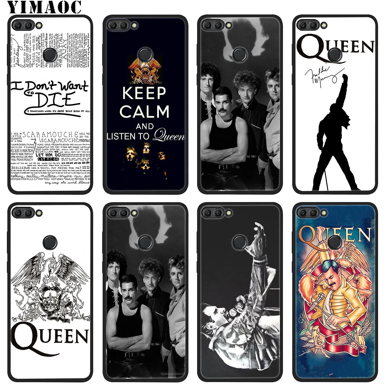 Мягкий силиконовый чехол YIMAOC Queen Rock Group для Huawei Honor 20 Pro 8C 8X 8 9 9X 10 Lite 7X 7A черный